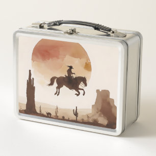 Vaquero puesta de sol acuarela