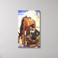 Vaquero Regando a su Caballo por NC Wyeth, Arte An
