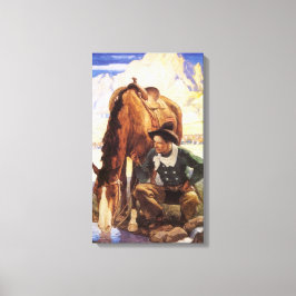 Vaquero Regando a su Caballo por NC Wyeth, Arte An