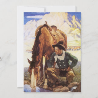 Vaquero regando su caballo por NC Wyeth, arte vint