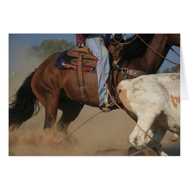 Vaquero Roping del equipo Roping una tarjeta (Anverso (Horizontal))