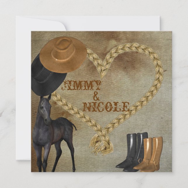 VAQUERO y INVITACIÓN de la BODA del caballo (Anverso)