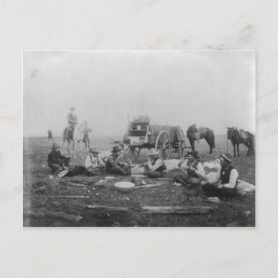 Vaqueros Comiendo En La Postales De Rango