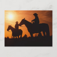 vaqueros en la postal de los caballos