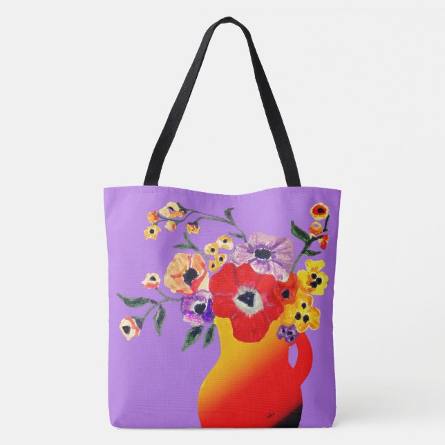 Vara roja de flores grande bolsa de tocador (Reverso)