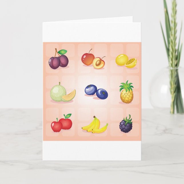 Varias tarjetas de felicitación para frutas (Anverso)