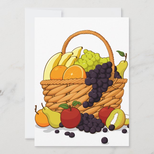 Variedad de frutas frescas en una cesta (Anverso)
