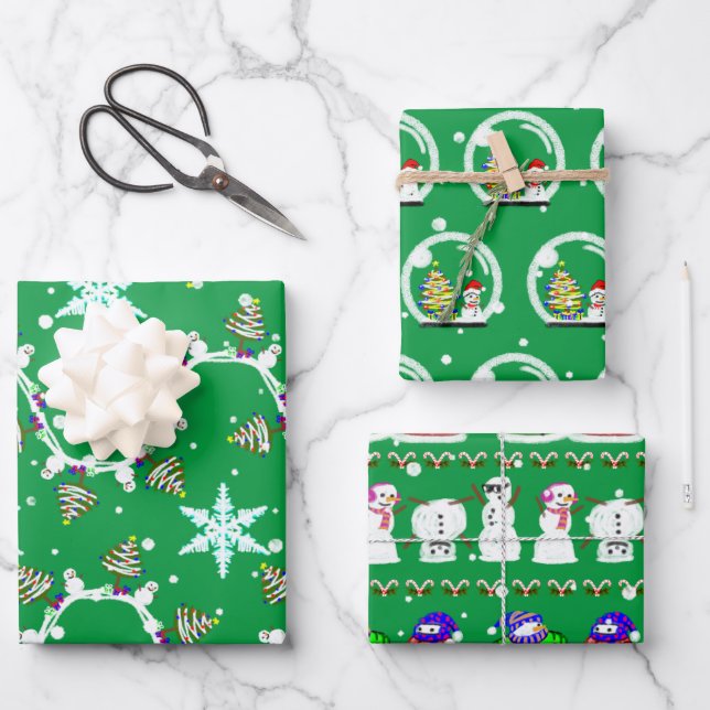 Varios Navidades Snowmen Envuelven hojas de papel (Anverso)