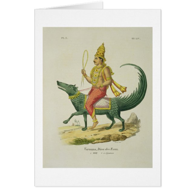 Varuna, dios de los océanos, grabado por Charles (Frente)