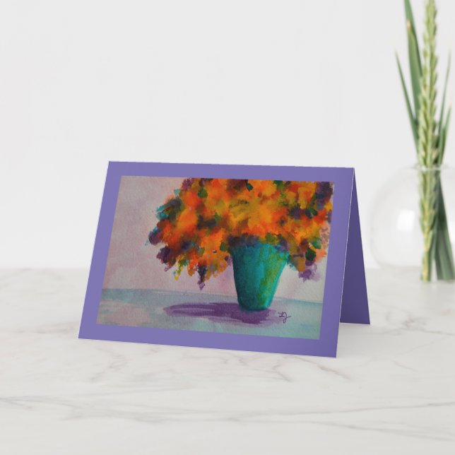 Vasa de tarjetas de felicitación acuarela con flor (Anverso)