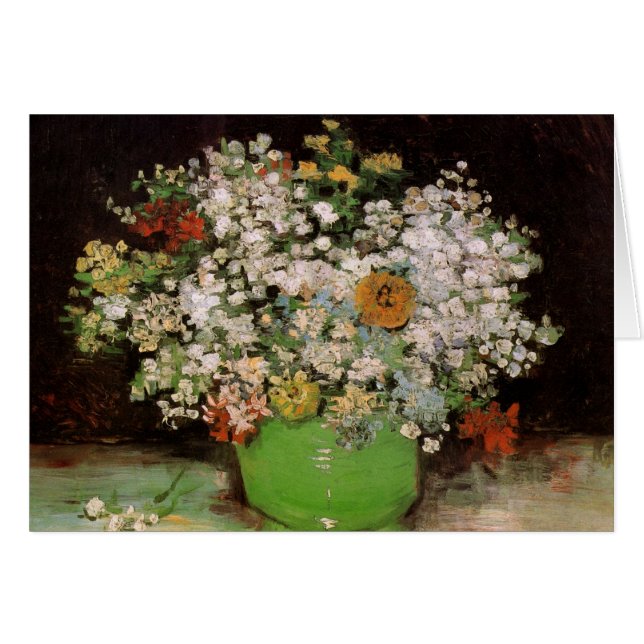 Vase con flores de zinnia de Vincent van Gogh (Anverso (Horizontal))
