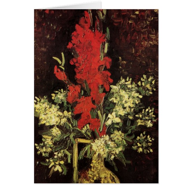Vase con Gladioli, Carnations de Vincent van Gogh (Frente)