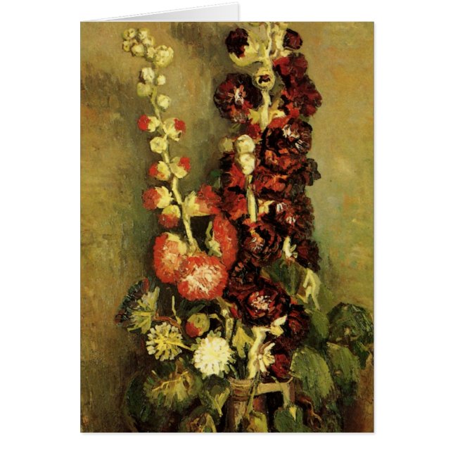Vase con Hollyhocks por Vincent van Gogh (Frente)