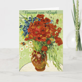 Vase con la tarjeta de saludo Cornflowers and Popp