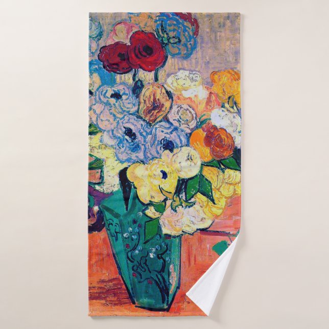 Vase con Rosas y Anemones, Van Gogh (Toalla de baño)