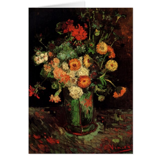 Vase con Zinnias y Geranios, Vincent van Gogh (Frente)