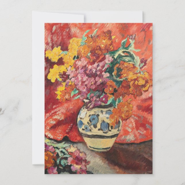 Vase de Fleurs à la Draperie Rouge | Louis Valtat (Anverso)