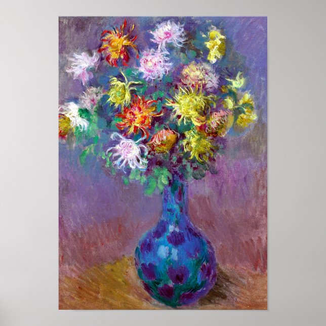 Vase de flores de crisantemo, arte de Claude Monet (Frente)