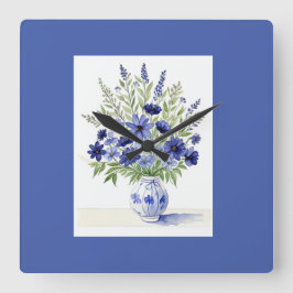 Vase de reloj de pared de flores silvestres azul b