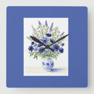 Vase de reloj de pared de flores silvestres azul b