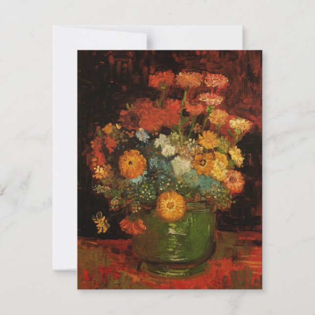 Vase de vida con zinnias de Vincent van Gogh (Anverso)
