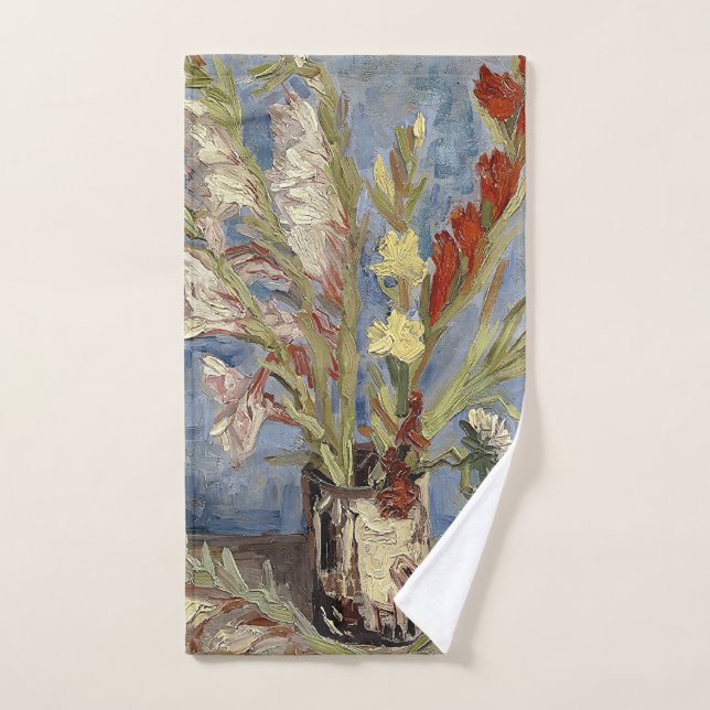 Vase Van Gogh con Gladioli y Asters de China (Toalla de mano)