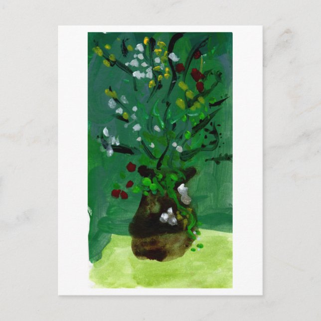 Vasito verde con postal de fondo verde (Anverso)