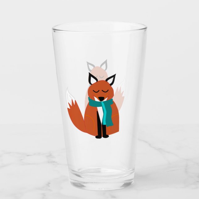 Vaso acogedor del vidrio del Fox del naranja (Anverso)