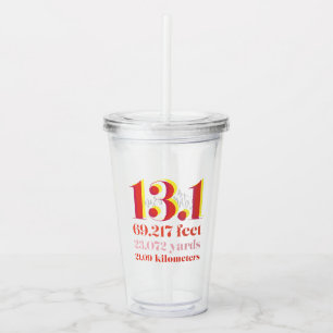 Vaso Acrílico 13.1 Maratón personalizada Distancia de carreras V