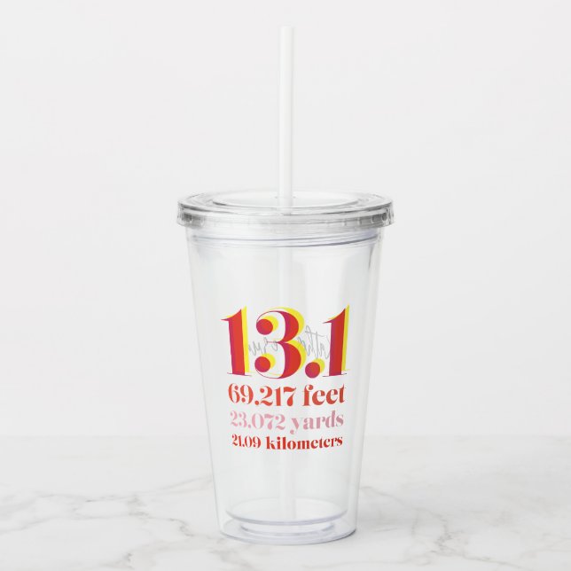 Vaso Acrílico 13.1 Maratón personalizada Distancia de carreras V (Anverso)