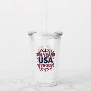 Vaso Acrílico 250 años EE.UU. 1776-2026 Semiquincentenario