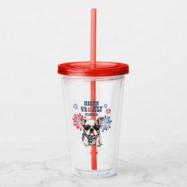 Vaso Acrílico 4 de julio Día de la Independencia Bulldog Azul Bl