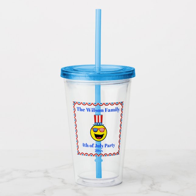 Vaso Acrílico 4 de julio Fiesta Guay Emoji Patriótica (Anverso)