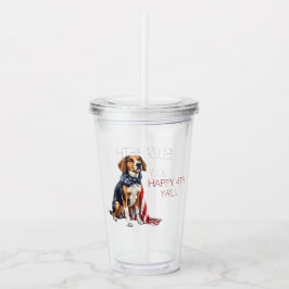Vaso Acrílico 4 de julio Patriótico Hound Dog Personalizado