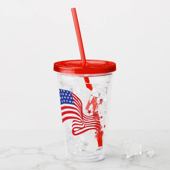Vaso Acrílico 4 de julio Tumbler acrílico patriótico (Anverso (hielo))