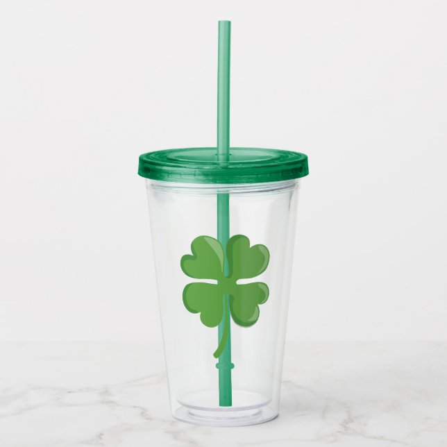 Vaso Acrílico 4 Leaf Clover (Anverso)