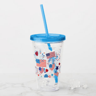 Vaso Acrílico 4to de los fuegos artificiales americanos de la