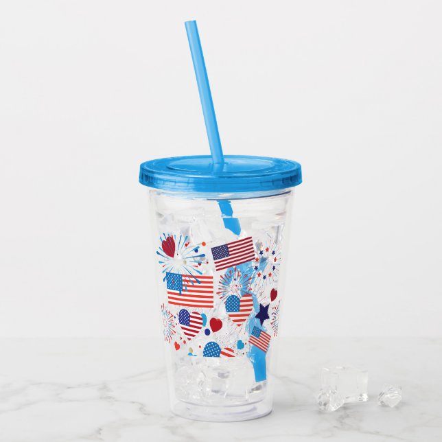 Vaso Acrílico 4to de los fuegos artificiales americanos de la (Anverso (hielo))