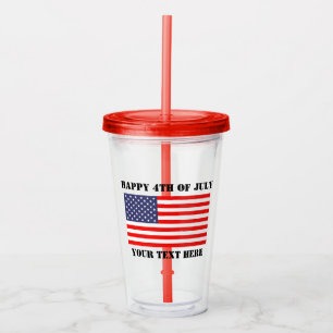 Vaso Acrílico 4to feliz de la bandera americana patriótica del