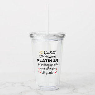Vaso Acrílico 50° Aniversario Boda I - Pareja divertida de oro