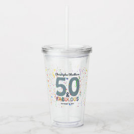 Vaso Acrílico 50 y Fabuloso Azul Cumpleaños Número Cincuenta Fie
