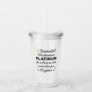 Vaso Acrílico 55º Aniversario de Boda I - Pareja Divertida Esmer