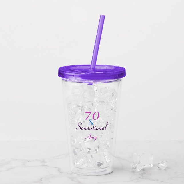 Vaso Acrílico 70 y la sensacional de cumpleaños personalizar (Reverso (hielo))