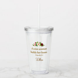 Vaso Acrílico "A Wise Woman Builds Her House" Personalized Clear