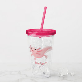 Vaso Acrílico Aaxolotl lindo rosa feliz