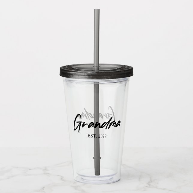 Vaso Acrílico Abuela Abuela Personalizado Año Este Simple Mínimo (Anverso)