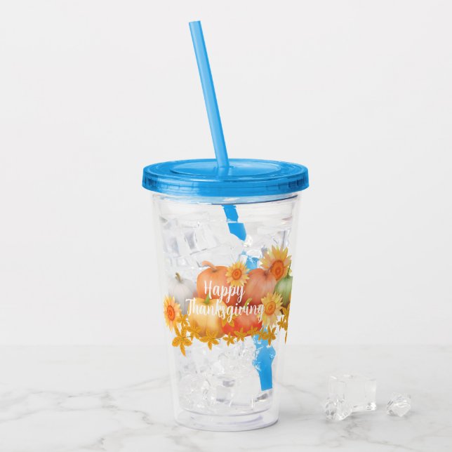 Vaso Acrílico Acción de Gracias de Otoño (Anverso (hielo))