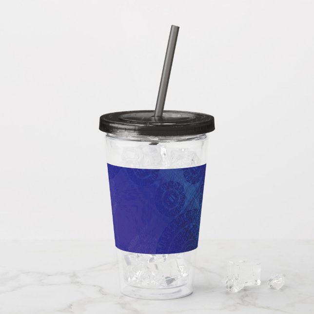Vaso Acrílico Aceptación | Medallones Blue Indigo Violet Boho (Reverso (hielo))