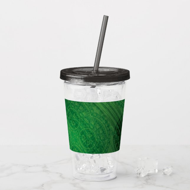 Vaso Acrílico Aceptación | Medallones de Meditación Verde (Reverso (hielo))