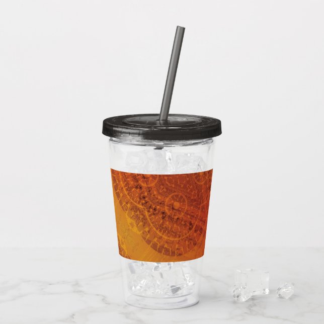 Vaso Acrílico Aceptación | Medallones del Boho amarillo Naranja  (Reverso (hielo))